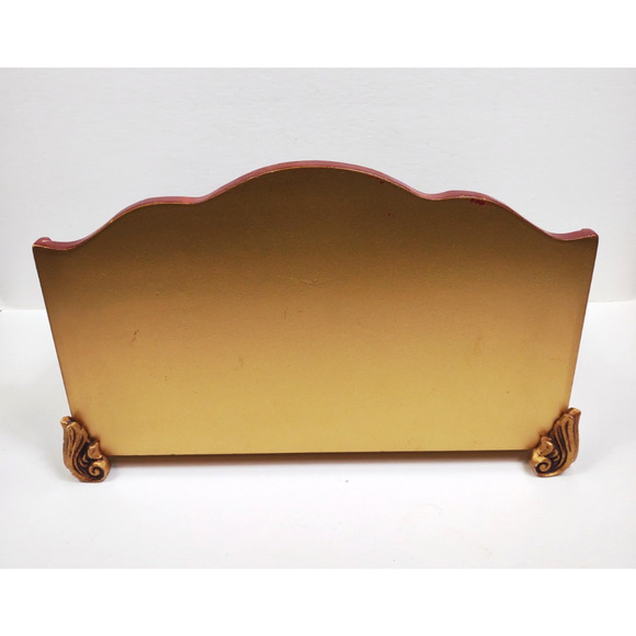 Vintage Mid Century Modern Footed Wooden Mail Letter Desk Organizer Ornate NICE! - Picture 7 of 14